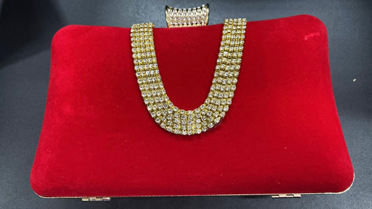 Red velvet evening bag
